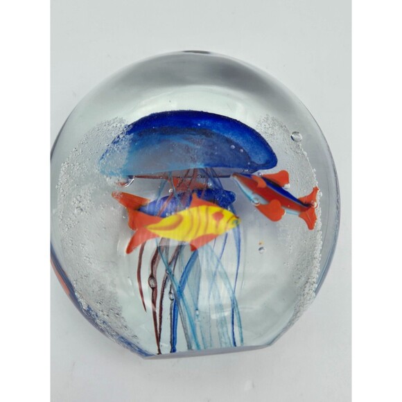 Art Glass Jellyfish Aquarium Paperweight Tropical Glow In Dark UV Light 3.5" - Picture 7 of 12